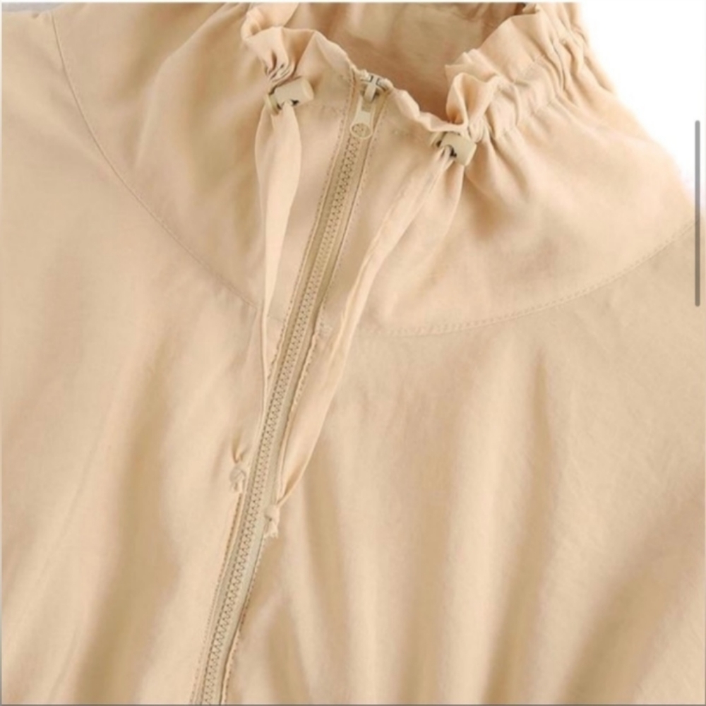 NWT 𝅺ZARA Vanilla Tan Flow Cropped Drawstring Jacket Sz XXL XL - Picture 8 of 13